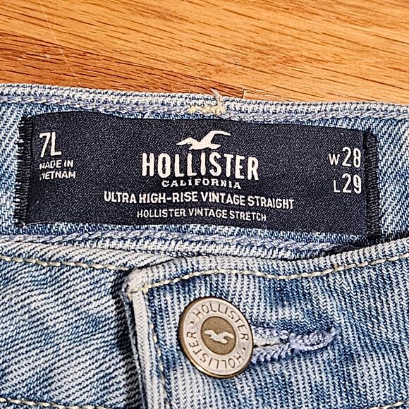 Hollister Jeans Womens 7L Ultra High Rise Vintage Straight Distressed 28x29 Y2K - Picture 7 of 9